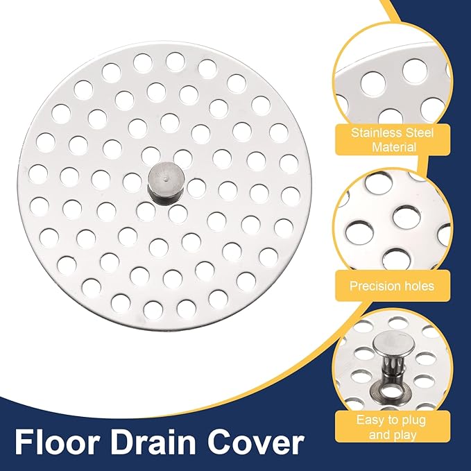 uxcell Shower Drain Hair Catcher, 3 inch Stainless Steel Round Floor Drain Cover Anti-Clogging Protection Cover Replacement for Furniture Repair Bathroom Kitchen