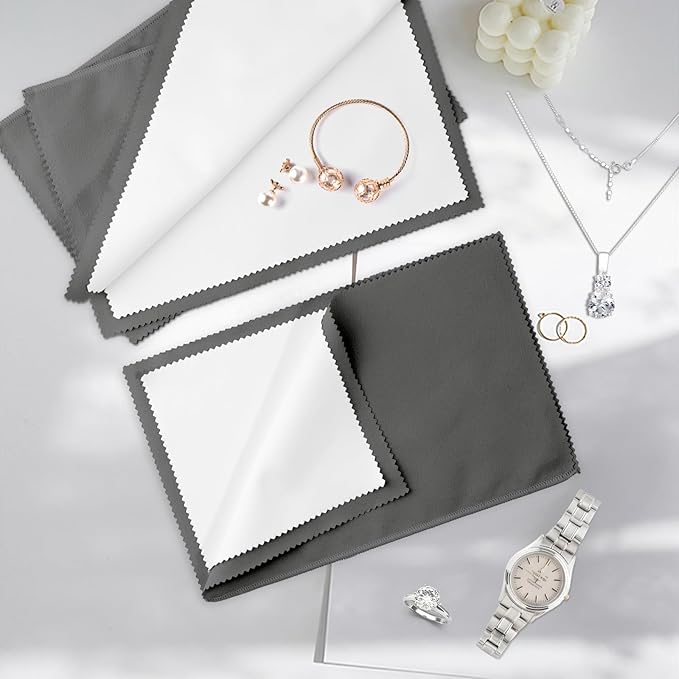 3 Pcs Silver Polishing Cloth, Large 10" X 12.5" Jewelry Cleaner Cloth, Soft Jewelry Polishing Cloth, Four-Layer Double-Sided Silver Cleaning Cloth for Gold, Silver, Diamond, Platinum Jewelry
