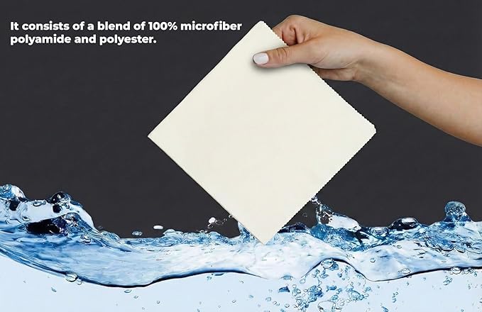 Microfiber Polyamide and Polyester Cleaning Cloth for Everywhere, Glasses, Screens & Delicate Surfaces – Soft, Camera Lens, Car Interior, Piano Black, Lint-Free, Reusable Zigzag Edge (White)