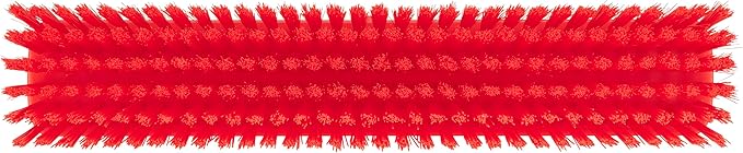 Vikan 31754 16" Heavy-Duty Push Broom, Soft/Stiff, Red
