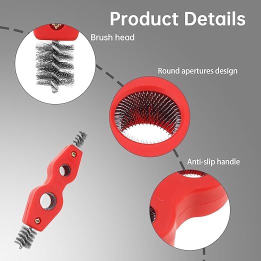 4pcs-in-1 Copper Pipe Cleaner, 4pcs Copper Tubing Brush Pipe Brush 1/2" & 3/4" Inner 5/8" & 7/8" Outer Steel Bristles Cleaner Plumber Brush for Plumbing Installation Soldering Brazing Tool