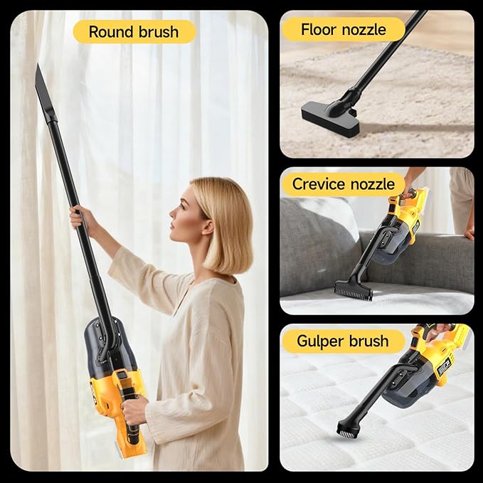 Cordless Vacuum Cleaner for Dewalt 20V Battery, 500W Handheld Vacuum Cleaner with Washable Filter, Portable Stick Vacuum for Floor Carpet Car Hardwood Pet Hair Home(Battery Not Included)