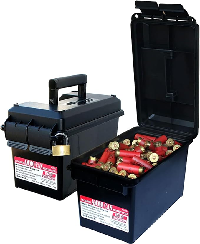 MTM AC50C Ammo Can, 50 Caliber, Field Boxes, Lockable Storage Box with Handle, Water and Dust Resistant, Secures Hunting Gear, Supplies, and Bullets, Stackable, USA Made