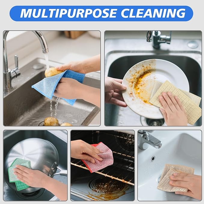 SINLAND Multipurpose Wire Dishwashing Rag Non-Scratch Cleaning Cloths, Double-Sided Mesh Metal Wire，Sinks Counters Stove Tops Easy Rinsing 7.87x7.87Inch 10 Pack