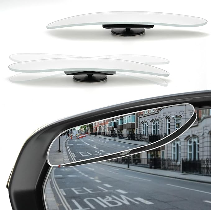 LivTee Long Blind Spot Mirror, Strip HD Glass Frameless Convex Rear View Mirrors Exterior Accessories with Wide Angle Adjustable Stick for Car SUV and Trucks, Pack of 2