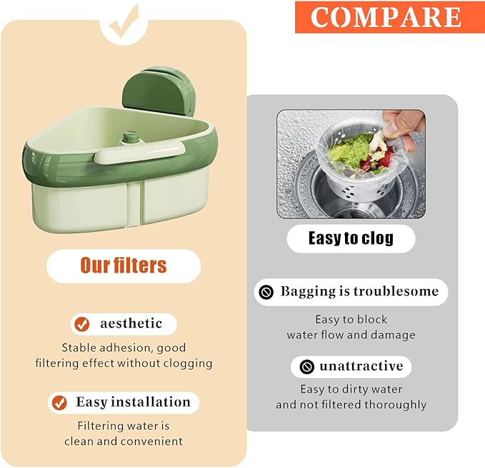 2PCS 2025 Upgraded Sink Corner Dish Rack with Suction Cups, Automatic Dumping Strainer Basket, Sponge Storage & Food Waste Catcher, Multi-Functional Kitchen Organizer