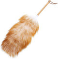 Wool Dusting Brush with Wooden Handle, Household Cleaning Tool for Furniture and Blinds, White Lambswool Duster for Home Dust Removal Random Color