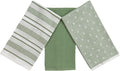 Sage Green White Kitchen Hand Dish Towels: Oversized 28" x 16",100% Cotton Cloth Soft Cleaning Drying Absorbent Striped Solid Polka Dot Design, Set of 3 Multipurpose for Everyday Use (Green Austin)