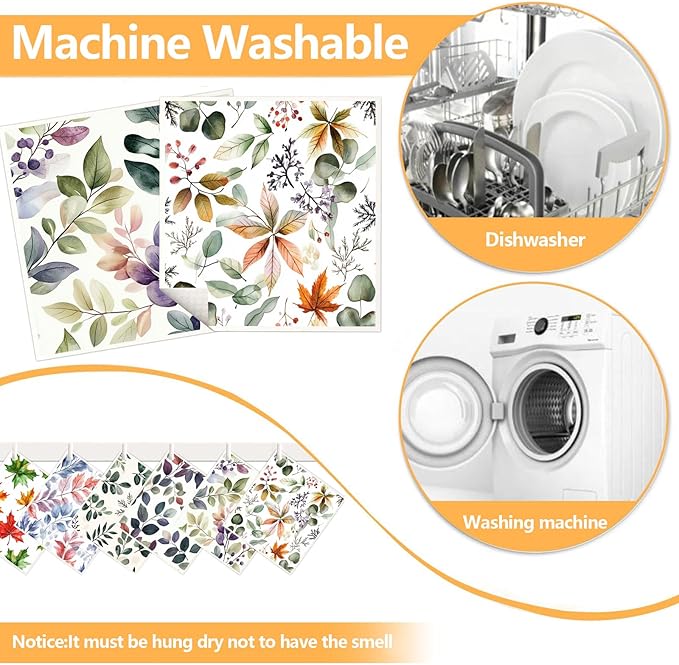 6 Pack Swedish Dishcloths for Kitchen - Reusable Dish Paper Towels Wash Cloths Washable,Absorbent Cellulose Cleaning Sponge Cloth Wipes Quick Dry, Decorative Tea Towels,No Odor Biodegradable(Flowers)