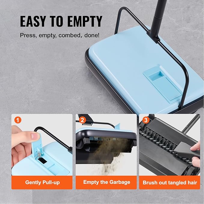 Happybuy Blue Manual Carpet Sweeper: A Compact Cleaning Powerhouse. Boasting a 300 - ml dustbin and a 6.7 - inch Cleaning Width, This Sweeper is Your go - to Solution for Keeping Home
