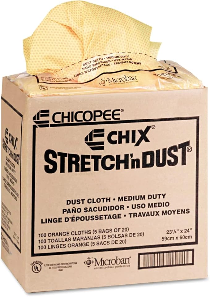 Chicopee 0416 Stretch 'n Dust, Medium Duty 24" x 24" Unfolded Dust Clothes for Furniture, Printers, Electronics, No Spray Needed (Pack of 20)