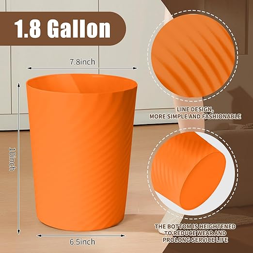 Hand Trash Can - Small Waste basketbin - 1.8 Gallon- for Office,Home,Bathroom,Kitchen - Orange