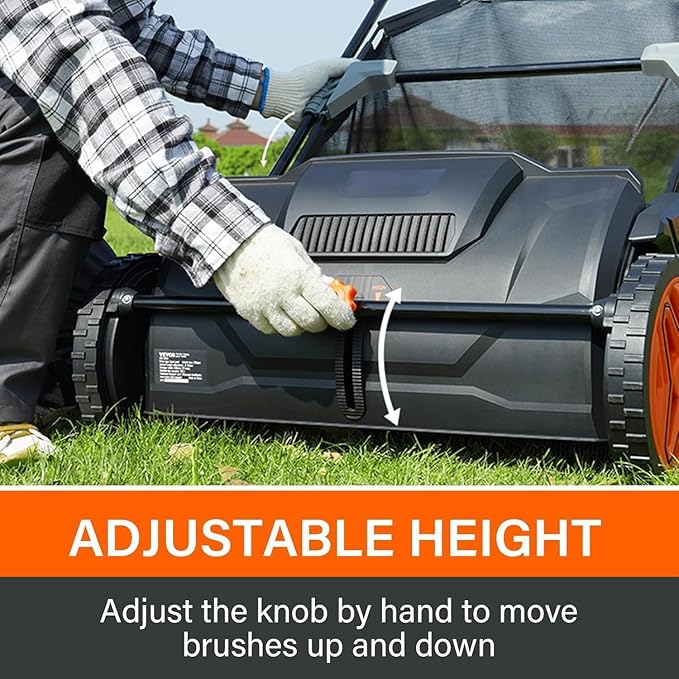 Hand Push Lawn Sweeper, 21" Sweeping Width Floor Sweeper Manual Non-Electric, 3.5 cu. ft. Large Mesh Collection Hopper Bag, 2 Spinning Brushes for Walkway, Yard, Garage, Patio (21")