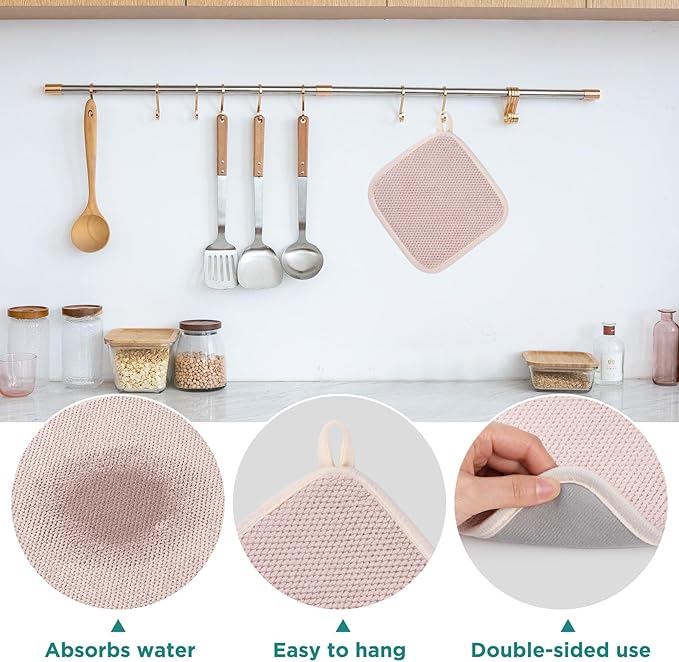 Microfiber Dish Drying Mat, Super Absorbent Kitchen Dish Drying Pad for Easter Day, Reversible Gift Mats for Countertop, 7 * 7 inch Beige