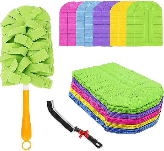 2026 New 360° Electrostatic Duster Refills - Washable & Reusable, High-Density Microfiber, Fits Most Standard Duster Handles, for Home Office Car High Adsorption Duster (1 Handle + 10 Refills)