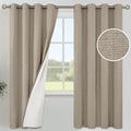 YoungsTex Taupe Linen 100% Blackout Curtains 72 Inches Long for Bedroom, Thermal Insulated Drapes with Grommet Room Darkening for Living Room Farmhouse, 2 Panels, 52 X 72 Inch