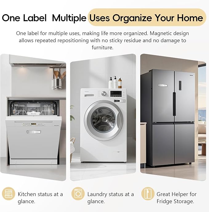 Dishwasher Magnet Clean Dirty Sign, Stainless Steel Magnetic Clean Dirty Dishwasher Sign,Matte Brushed Surface Cleaning/Dirt Indicator with Strong Magnet, Home Kitchen Organizer (Brushed Silver)
