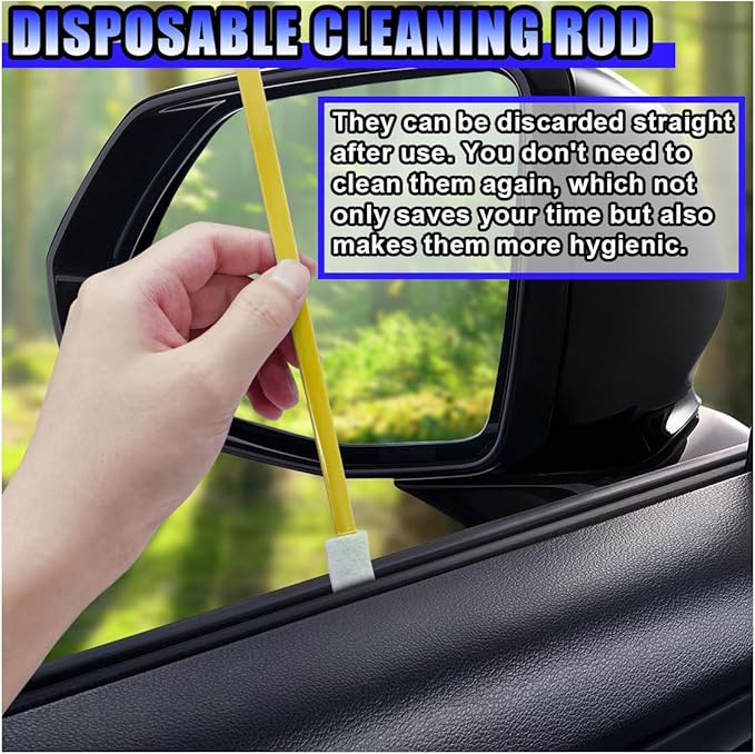 Cleaning Swab Sticks, Small Cleaning Sponge Tip for Tight Spaces, Disposable Crevice Cleaning Brush Kit, Universal Automotive Detailing Tools Accessories for SUV, Sedan, Truck (Multicolor)