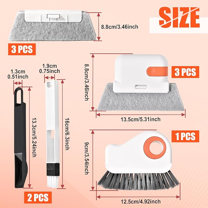 9Pcs Window Track Cleaner Set,Groove Cleaning Brush Tools,Window Sill Gap Track Cleaning Tools,Multifunctional Gap Scrub Brush,Magic Window Track Cleaner for Household Use, Kitchen