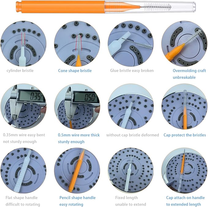Shower Head Cleaner, Shower Head Cleaning Brushes Shower Nozzle Clog Removal Picks Shower Cleaner Brushes Tiny Cleaning Brush for Small Hole Slit Gap Nozzle Car Washer 3D Printer Tubes