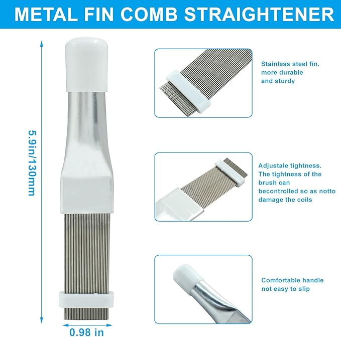2 pcs Air Conditioner Fin Comb Cleaner Kit AC Coil Cleaning Brush Condenser Fin Straightener, AC Evaporator Comb Radiator Repair Clean Tool