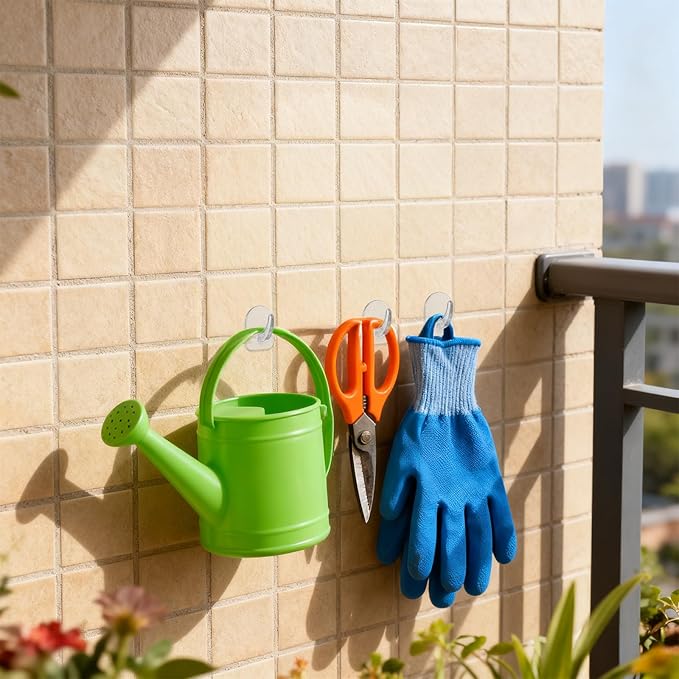 40 Pcs Clear Adhesive Wall Hooks for Hanging, Reusable Seamless Hooks Transparent Sticky Hook with Non Marking Sticker Acrylic Sticky Hangers for Home Kitchen Bathroom Bedroom Office