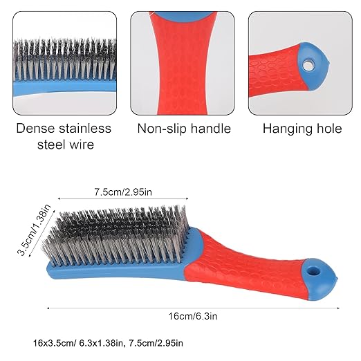 4pcs Stainless Steel Wire Brushes for Grill, Heavy Duty Scratch Brushes with Ergonomic Grip Small Cleaning Tools for Home Kitchen Industrial Use