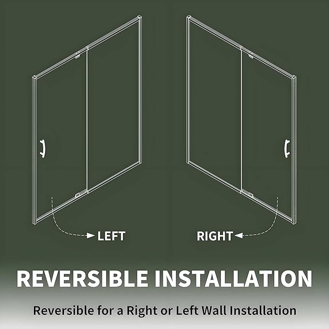 44-48" W x 71" H Pivot Glass Shower Door,Grid Pattern,1/4"(6mm) Thick SGCC Tempered Shower Glass Door,Matte Black Shower Door,Reversible Installation