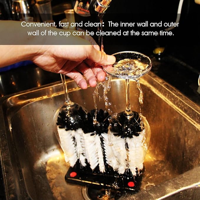 Glass Washer Brush Cleaner - 3 Brushes per Base