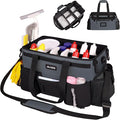 Large Wearable Cleaning Caddy Bags,Cleaning Supplies Storage Bag with Handles and Adjustable Shoulder Strap and Removable Waist Straps,Waterproof Cleaning Bags for Home,Car,Office (Gray)