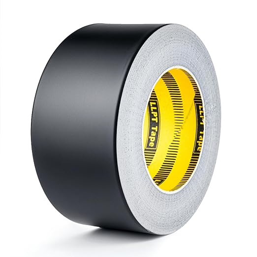 LLPT Aluminum Black Foil Tape 2 Inches x 55 Yards 3.94 Mil Heavy Duty Adhesive HVAC Sealing Hot Cold Air Duct Tape for Pipe Metal Repair (BF255)