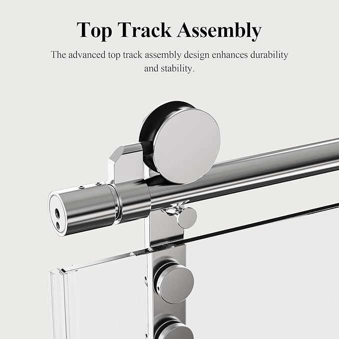56-60" W x 76" H Frameless Single Sliding Shower Door, Bathroom Glass Shower Doors with 5/16" (8mm) SGCC Tempered Glass, Stainless Steel Towel Rail Handle and Heavy Duty Frame, Chrome