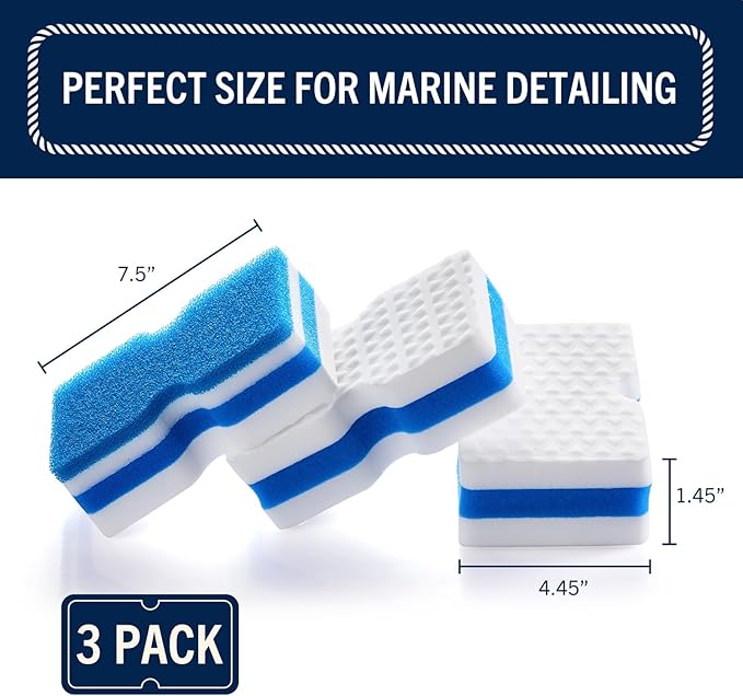 RainierSupplyCo Boat Scuff Eraser - Magic Boat Erasers for Cleaning Seats, Hulls, & Interiors - Non-Toxic & Safe for Vinyl, Leather & Fiberglass Surfaces - Ideal for Pontoon and Marine Cleaning Kits