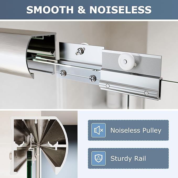 SUNNY SHOWER Double Sliding Glass Door 60" W x 72" H Shower Door 1/4" Tempered Glass Sliding Door Semi-Frameless Shower Glass Enclosure Bypass Walk in Shower Cabin, Brushed Nickel