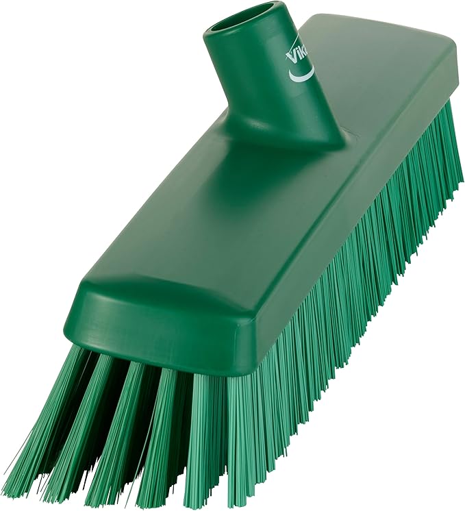 Vikan 31752 16" Heavy-Duty Push Broom, Soft/Stiff, Green