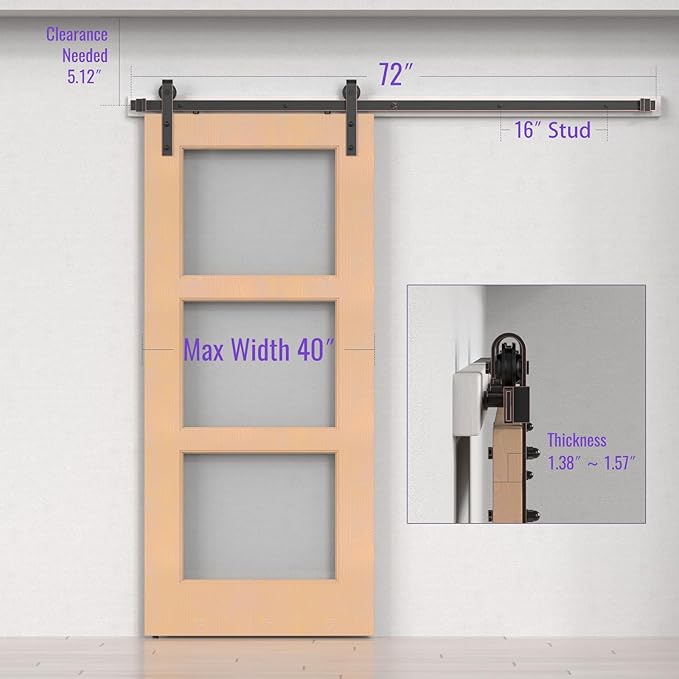 ORB Oil Rubbed Bronze Sliding Barn Door Hardware Kit with 5.5FT Track/Rail Brushed Antique Bronze