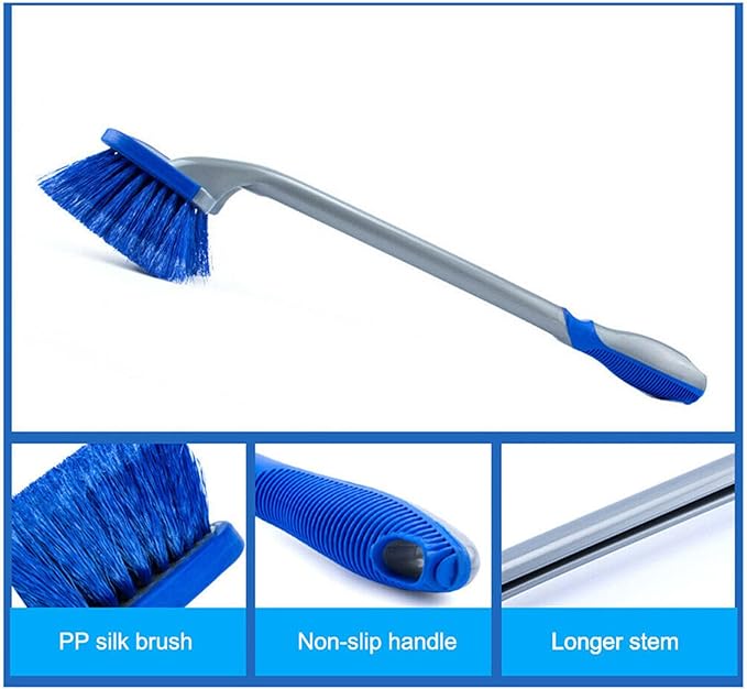 Car Tire Cleaning Brush Long Handle Wheel Brush Exhaust Pipe Cleaning Brush for Gm Truck,Motorcycle,Bicycle,Multi-Function Cleaning Tool