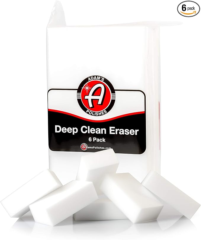 Adam's Polishes Deep Clean Eraser (6 Pack) Soft Abrasive Magic Car Interior Cleaner Foam Sponge for Leather, Vinyl & Plastic | Powerful Car Seat Cleaner Against Heavy Dirt | Motorcycle Boat RV Car