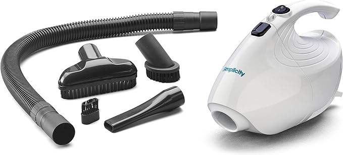 Simplicity Vacuums Flash Mini Handheld Vacuum with Attachments, Powerful Corded Hand Vacuum for Craft and Sewing Projects, Small Vacuum for Car Detailing, F1