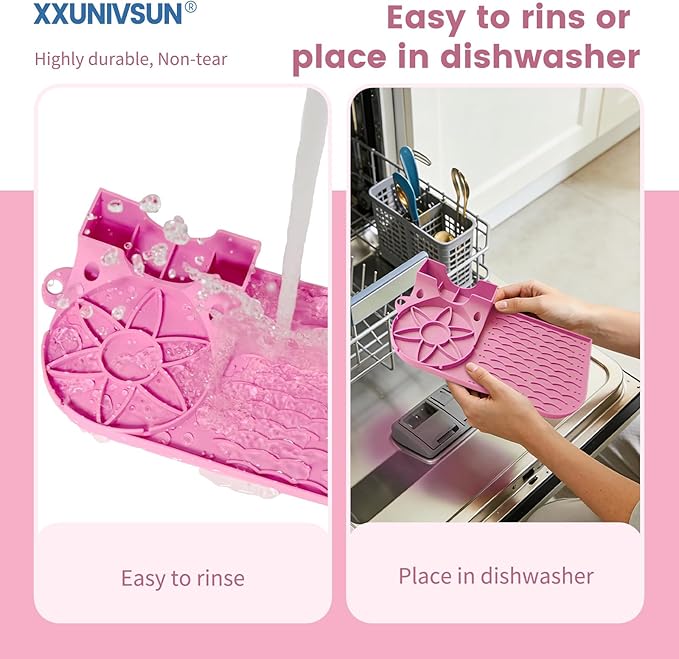 Bottle Drying Rack, Draining Mat for Stanley Tumblers20-40oz, Mugs, Wine Glasses, Compact Portable Cup Dryer Stand for Countertops, Office, RVs & Travel(Peony Pink)