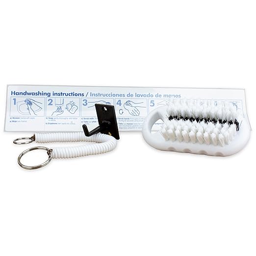 SPARTA Nail Scrub Brush Commercial-Grade, Heavy-Duty Hand and Fingernail Brush with Stiff Bristles for Gardeners, Mechanics, And Foodservice Personnel, Plastic, 5 X 2.24 Inches, White, (Pack of 6)