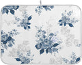 Tarity Watercolor Blue Flower Dish Drying Mat for Kitchen Counter Absorbent Heat Resistant Microfiber Dishes Drainer Mat 16x18 in Dish Pad Sink Mat Protective Pad Kitchen Decor