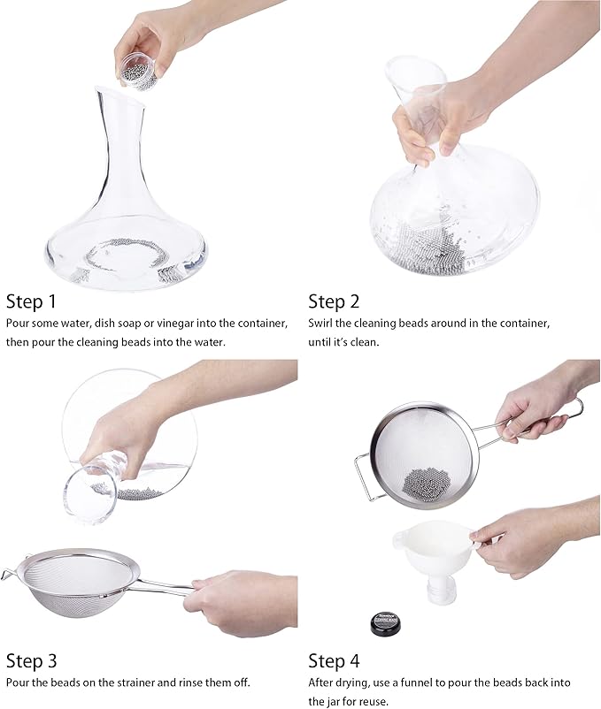 Simtive 1000 PCS Decanter Cleaning Beads, Cleaner for Wine Decanter, Carafe and Vase, 304 Stainless Steel Cleaning balls