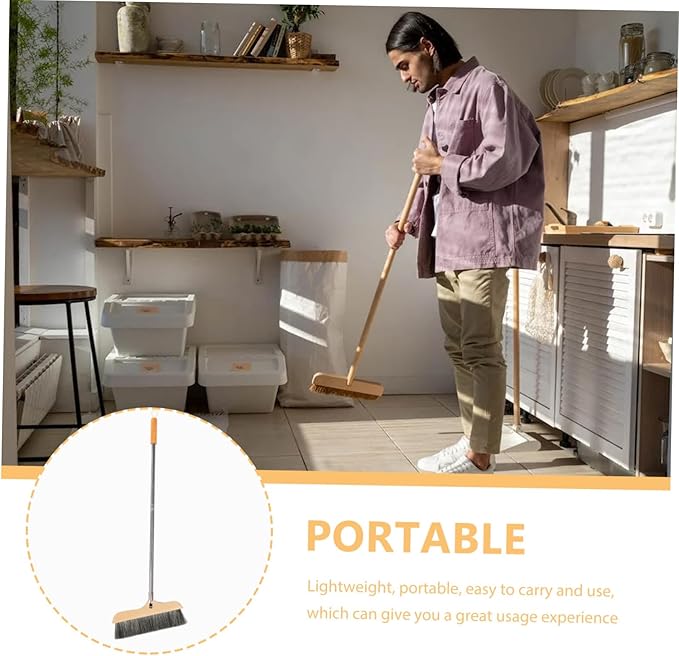 CHILDWEET Soft Bristle Broom with Handle Durable Hardwood Floor Broom for Bedroom Kitchen and Bathroom Cleaning Lightweight Comfortable Design for Indoor Sweeping
