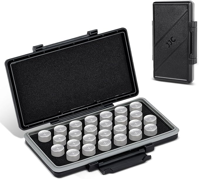 JJC CR1/3N Battery Case Holder Storage,Water-Resistant Anti-Lost,Button Coin Cell Battery Case for 26x CR-1/3n DL1/3N 2L76 Lithium, CR1/3N Battery Container Box- Coin Cell Battery Not Included
