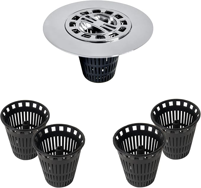 Danco 10529P Chrome Shower Drain Hair Catcher for Stand-Alone Shower, 3-inch Shower Drain Hair Trap, Includes 5 Replacement Baskets, Shower Strainer