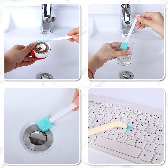 XINRUI 16 Pcs Small Household Cleaning Brushes, Deep Detail Crevice Cleaner Brush Crevice Cleaning Tool 8 in 1 Cleaner Brush for Small Holes Corner Space Keyboard Bottle Tile