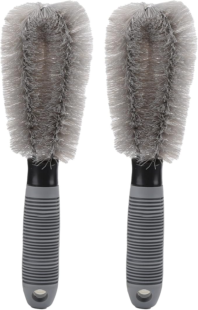 10.2in Wheel Hub Brush Ergonomic Handle Cleaning Tool Car Wheel Cleaning Brush Tire Rim Scrub Brush Cleaner Tire for Nozzle Engine Compartment