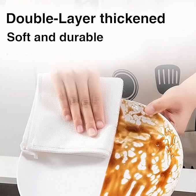 Bamboo Fiber Dish Cloths for Kitchen, Reusable Dish Towels,Double Layered, Super Absorbent, for Cleaning, Washing, and Drying Multipurpose Cleaning Rags for Home Pack of 5