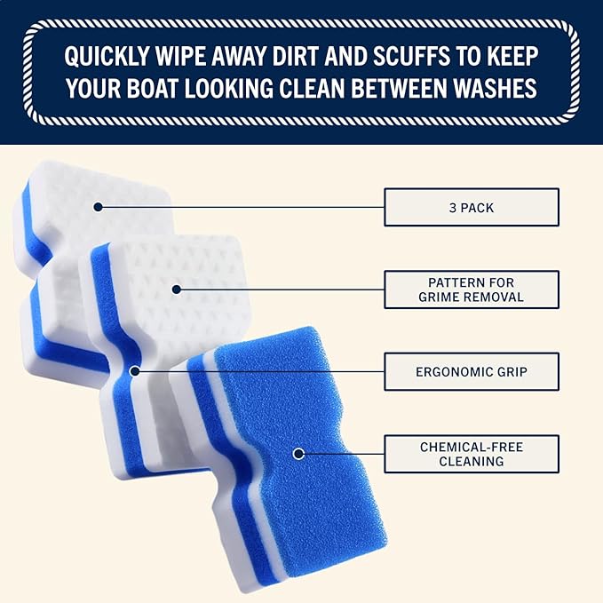 RainierSupplyCo Boat Scuff Eraser - Magic Boat Erasers for Cleaning Seats, Hulls, & Interiors - Non-Toxic & Safe for Vinyl, Leather & Fiberglass Surfaces - Ideal for Pontoon and Marine Cleaning Kits